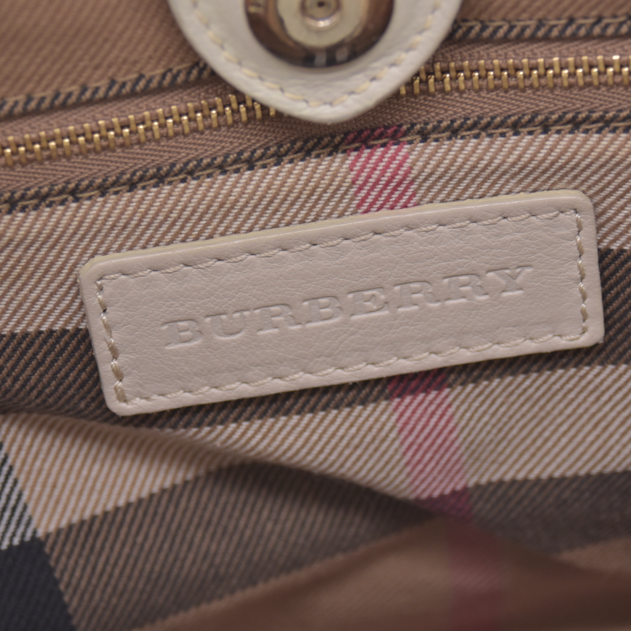 $1795 Burberry Derby Calfskin House Check Medium Banner Tote Green