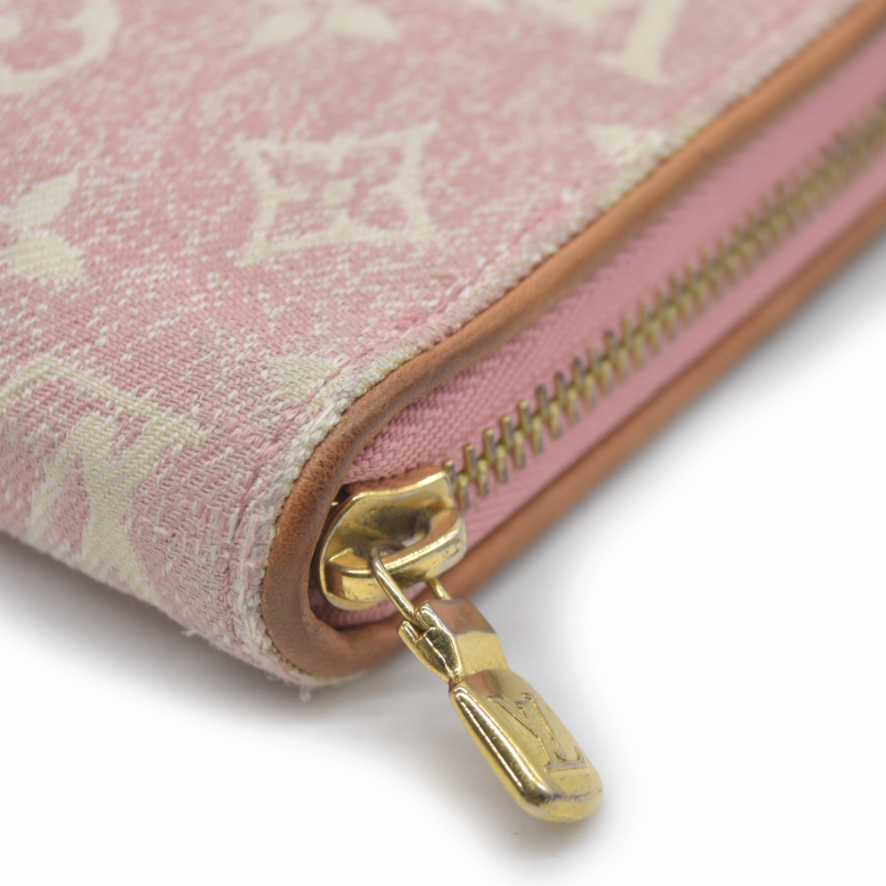 Louis Vuitton Pink Denim Monogram Jacquard Zippy Wallet RFID