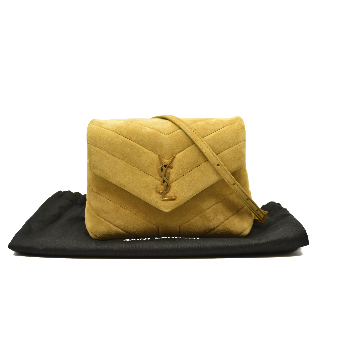 Saint Laurent  Suede Toy Loulou Shoulder Bag Chartreuse