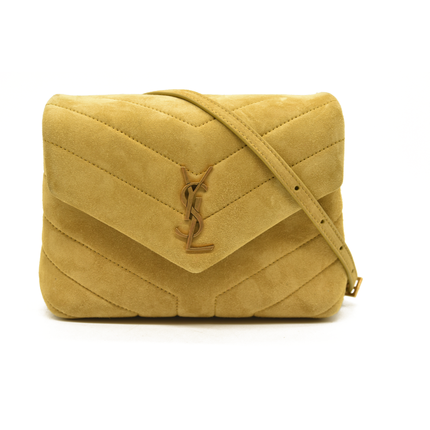 Saint Laurent  Suede Toy Loulou Shoulder Bag Chartreuse