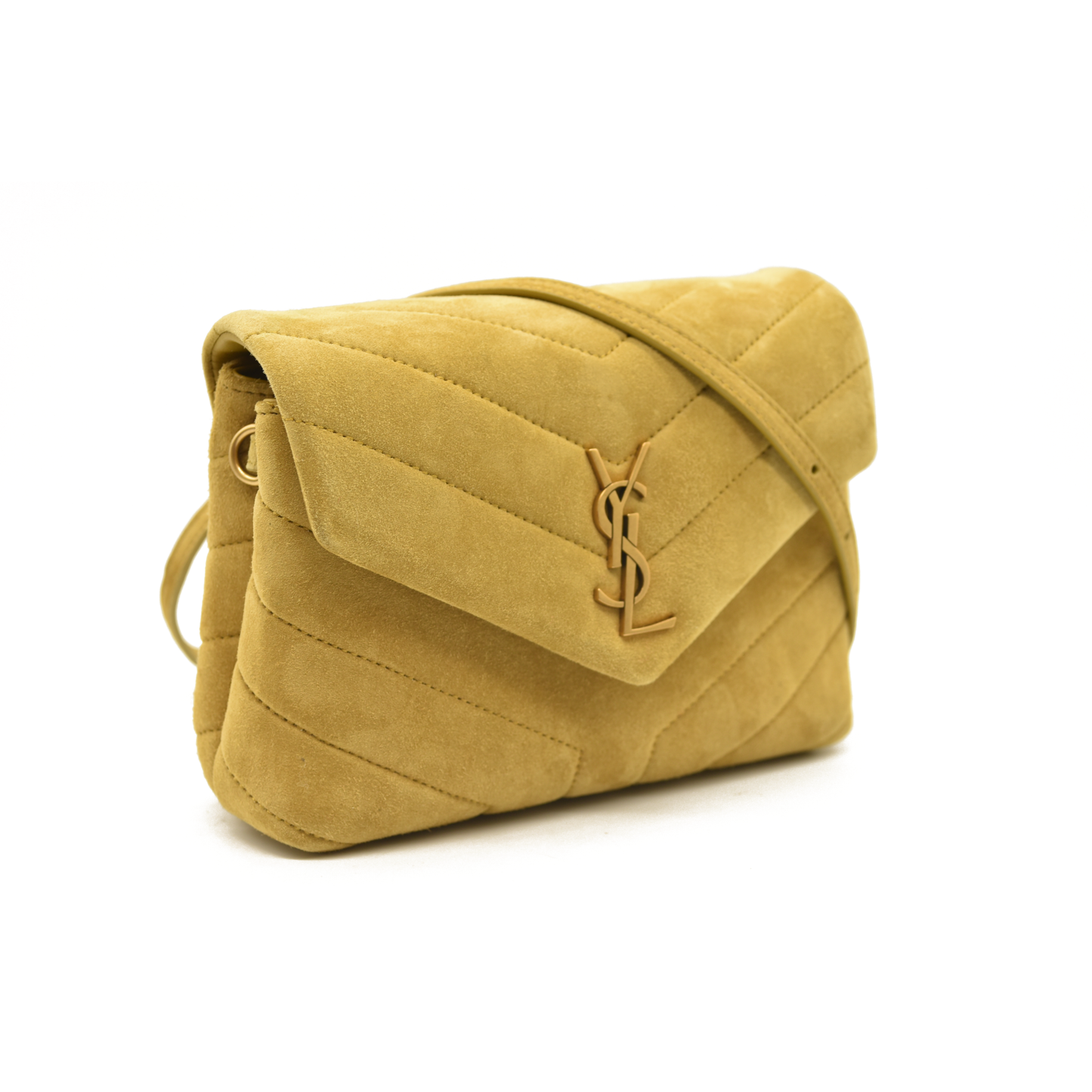 Saint Laurent  Suede Toy Loulou Shoulder Bag Chartreuse