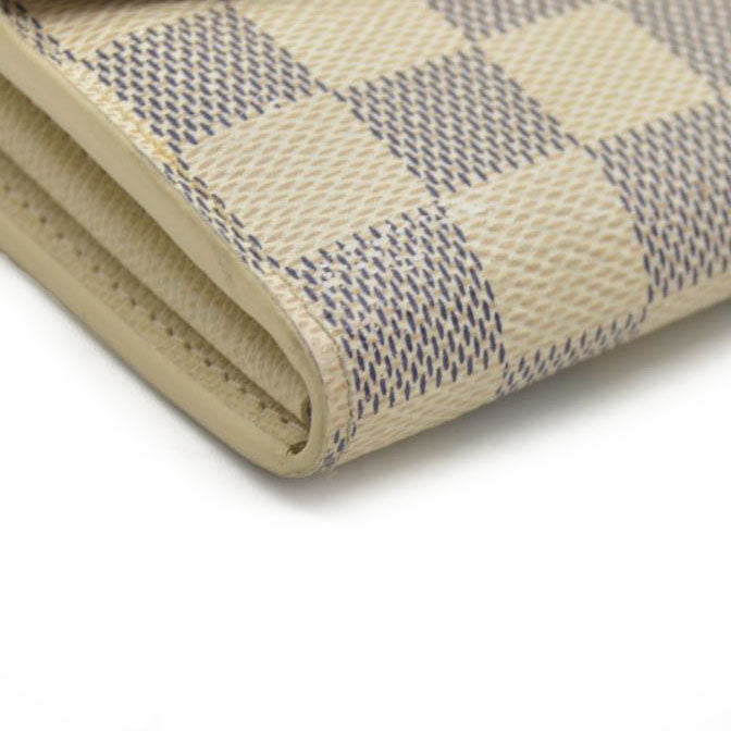 $775 Louis Vuitton Damier Azur Sarah NM Flap Wallet White Canvas SN1195