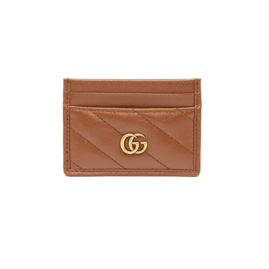 NEW GUCCI Brown Diagonal GG Marmont 2.0 Card Holder