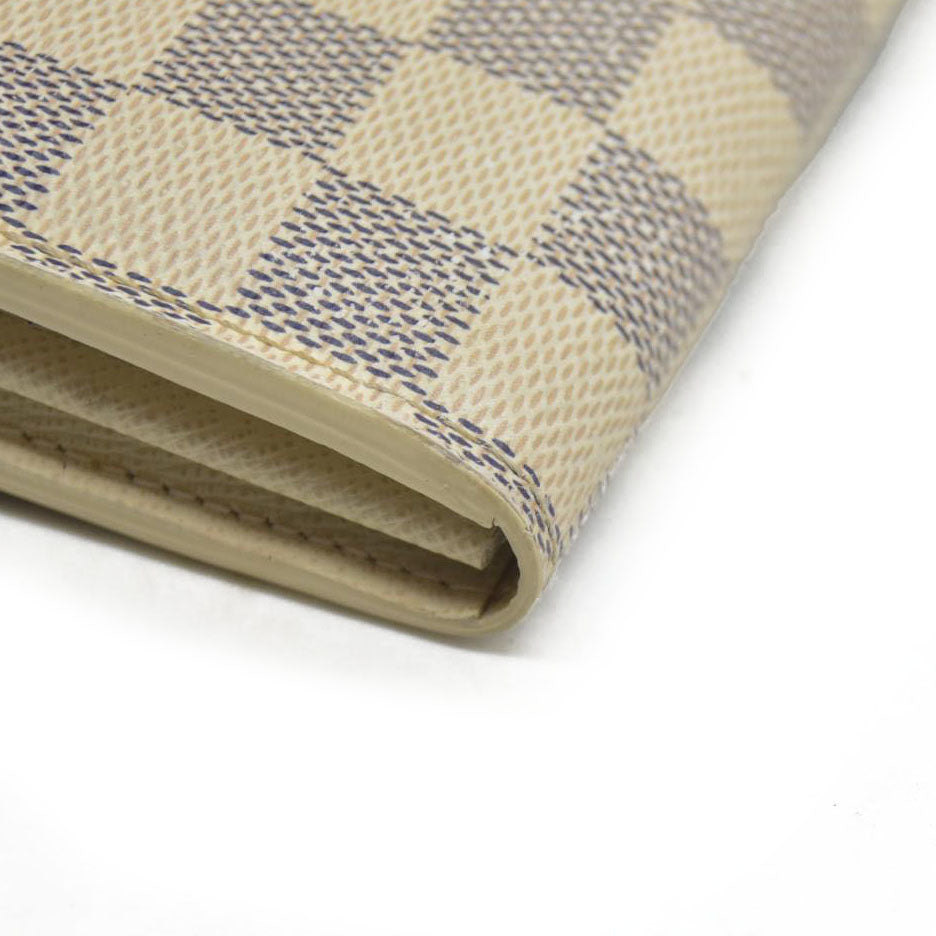 $775 Louis Vuitton Damier Azur Sarah NM Flap Wallet White Canvas SN1195