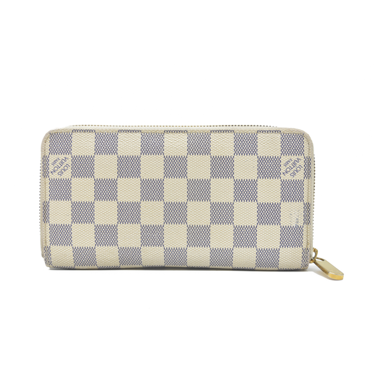 Louis Vuitton Damier Azur Zippy Zip Around Long Wallet Purse White CA4058