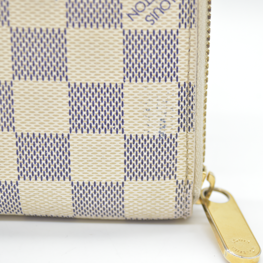 Louis Vuitton Damier Azur Zippy Zip Around Long Wallet Purse White CA4058