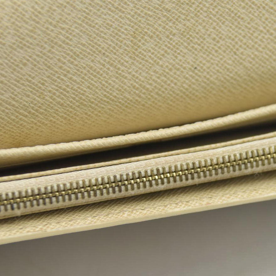$775 Louis Vuitton Damier Azur Sarah NM Flap Wallet White Canvas SN1195