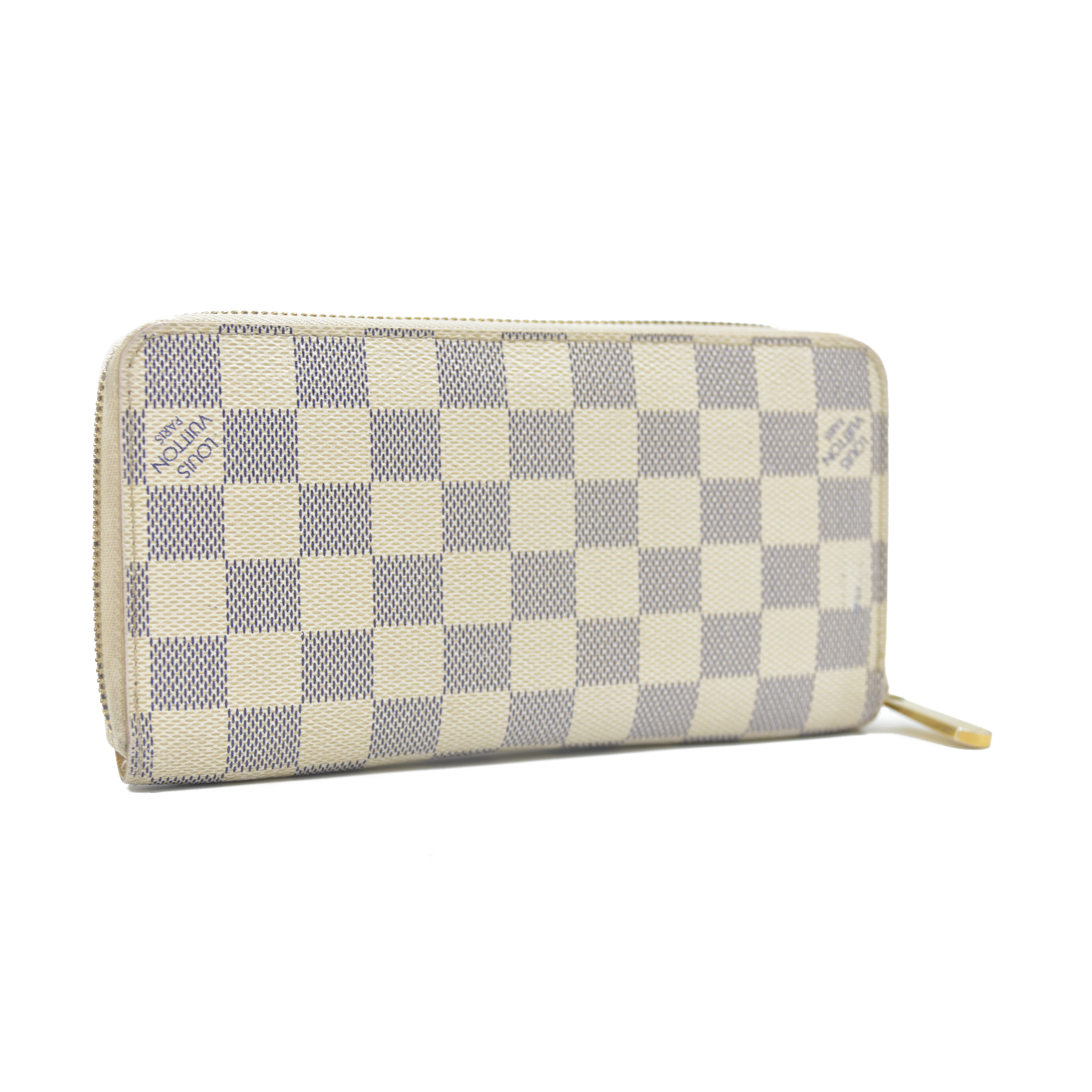 Louis Vuitton Damier Azur Zippy Zip Around Long Wallet Purse White CA4058