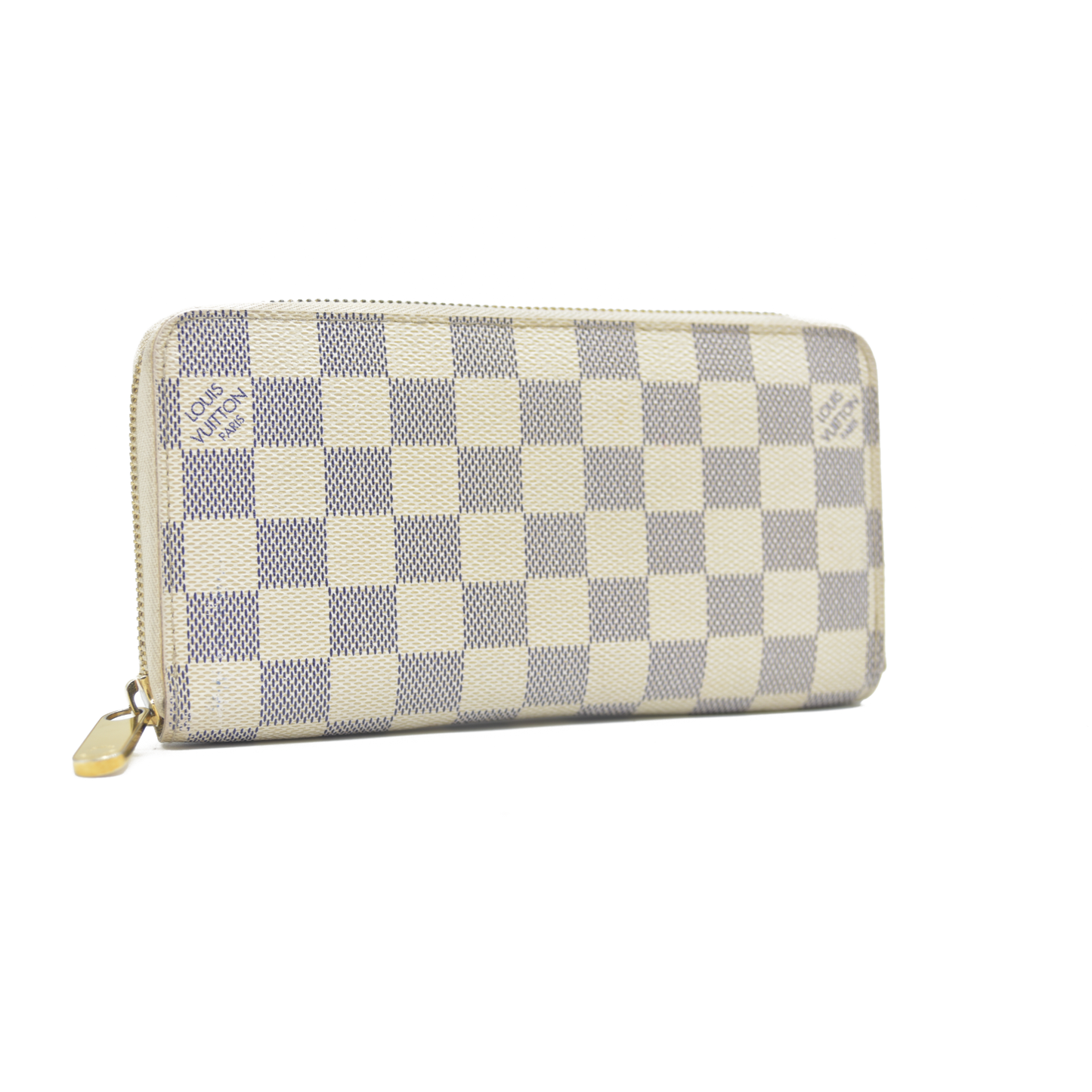 Louis Vuitton Damier Azur Zippy Zip Around Long Wallet Purse White CA4058