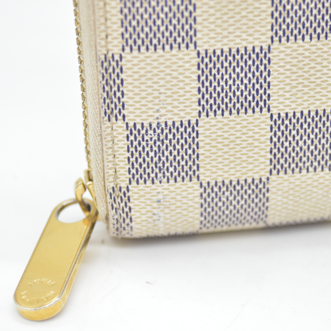 Louis Vuitton Damier Azur Zippy Zip Around Long Wallet Purse White CA4058