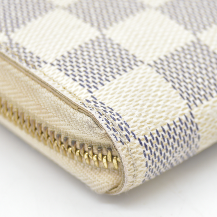 Louis Vuitton Damier Azur Zippy Zip Around Long Wallet Purse White CA4058