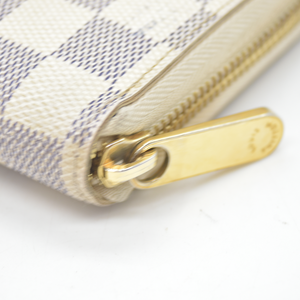 Louis Vuitton Damier Azur Zippy Zip Around Long Wallet Purse White CA4058