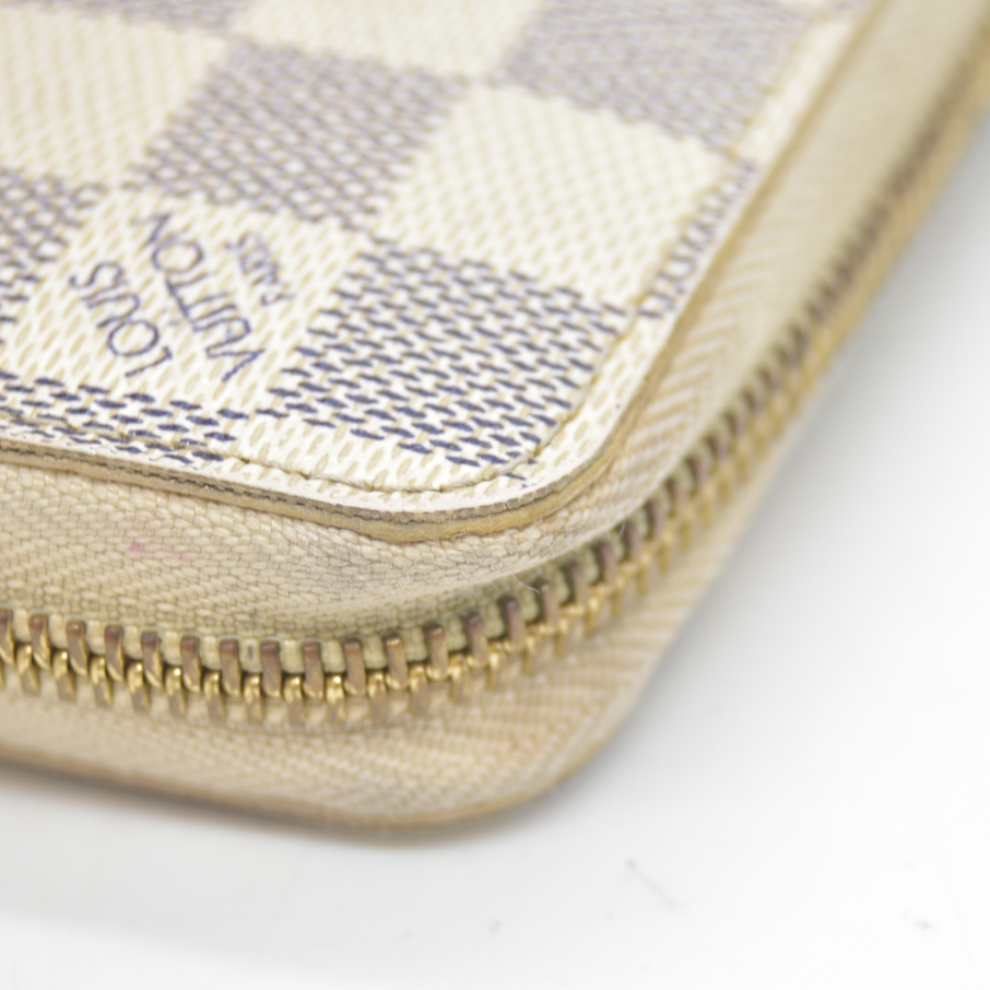 Louis Vuitton Damier Azur Zippy Zip Around Long Wallet Purse White CA4058