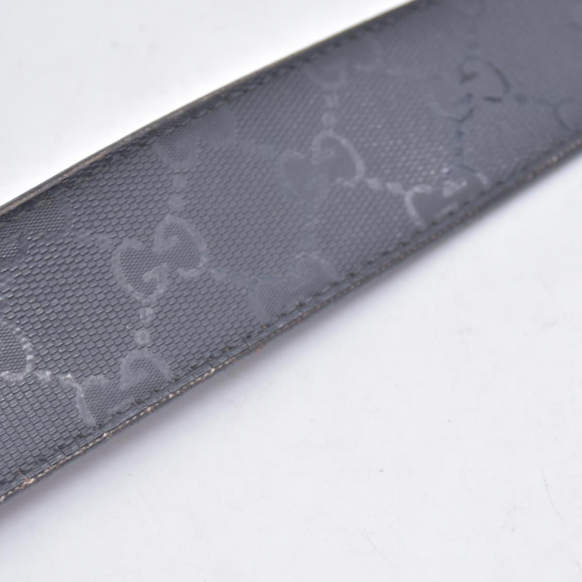 $490 GUCCI Imprime Monogram Interlocking G Buckle Belt Black Dark Grey CONSIGNMENT 10021426