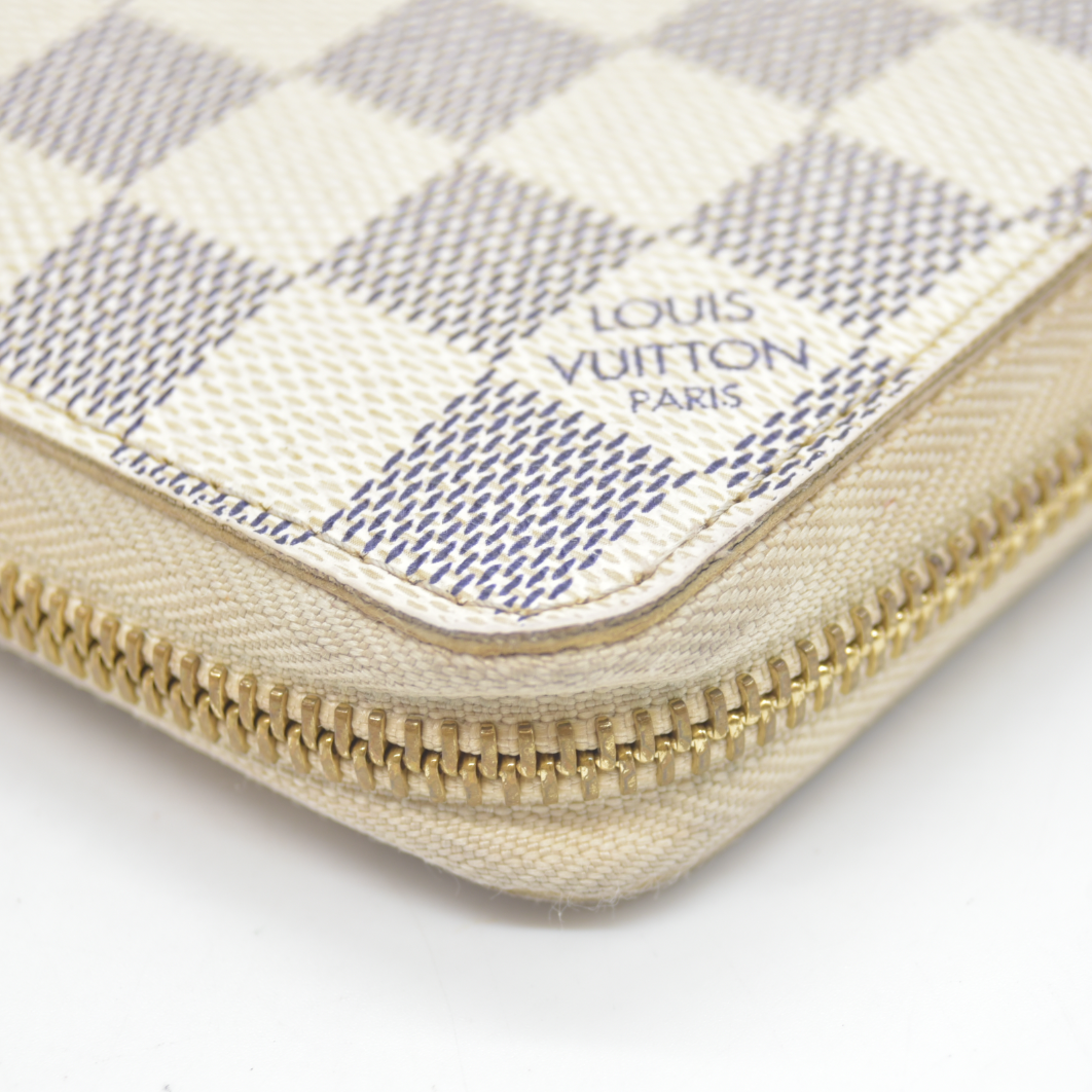Louis Vuitton Damier Azur Zippy Zip Around Long Wallet Purse White CA4058