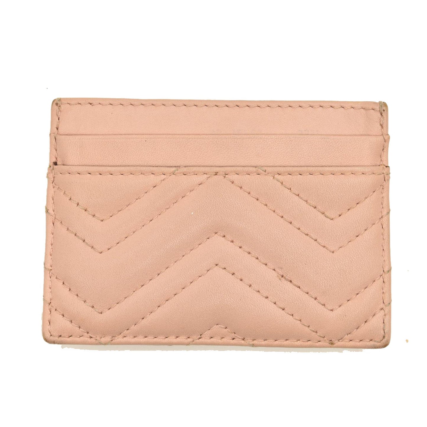 GUCCI Calfskin Matelasse GG Marmont Card Holder Perfect Pink