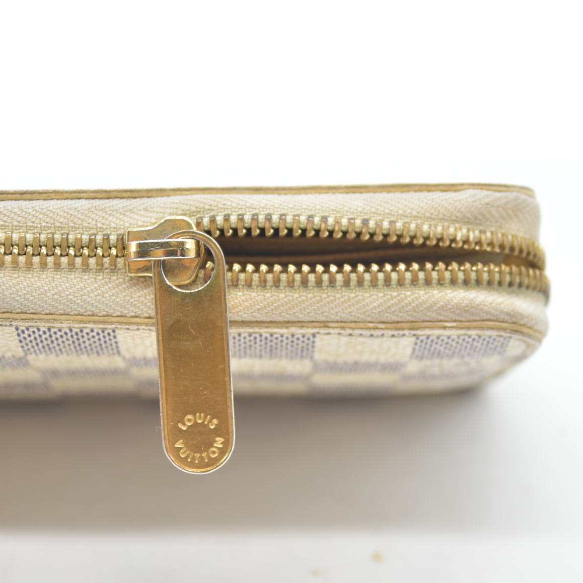 Louis Vuitton Damier Azur Zippy Zip Around Long Wallet Purse White CA4058