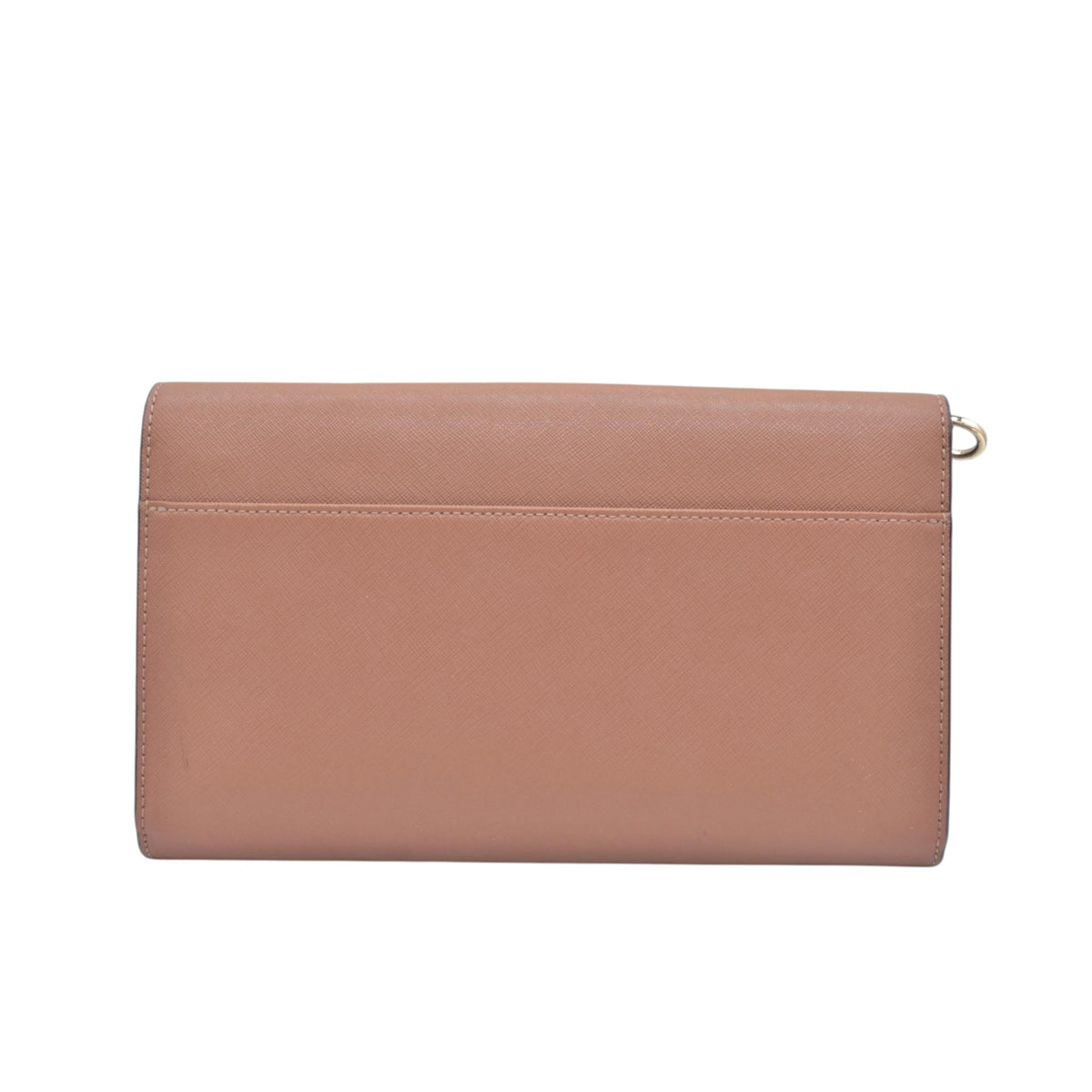 $298 TORY BURCH Envelope Saffiano Leather Crossbody Wallet on Chain Tan CONSIGNMENT 10021423