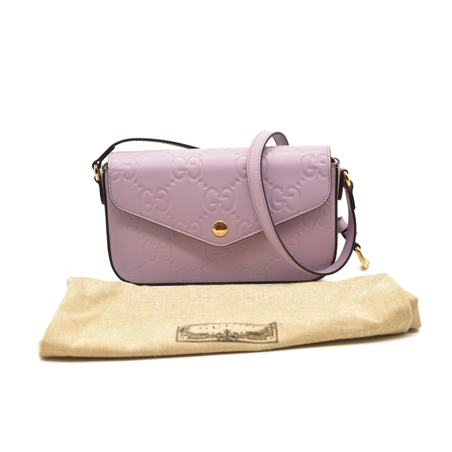 Gucci  Calfskin GG Super Mini Shoulder Bag Purple