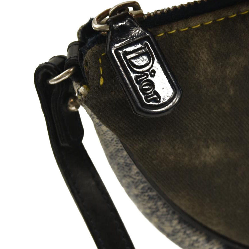 CHRISTIAN DIOR Grained Calfskin Saddle Bag Dark Gray Navy Multi BOB0071