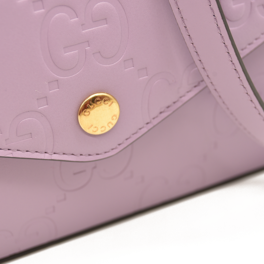 Gucci  Calfskin GG Super Mini Shoulder Bag Purple