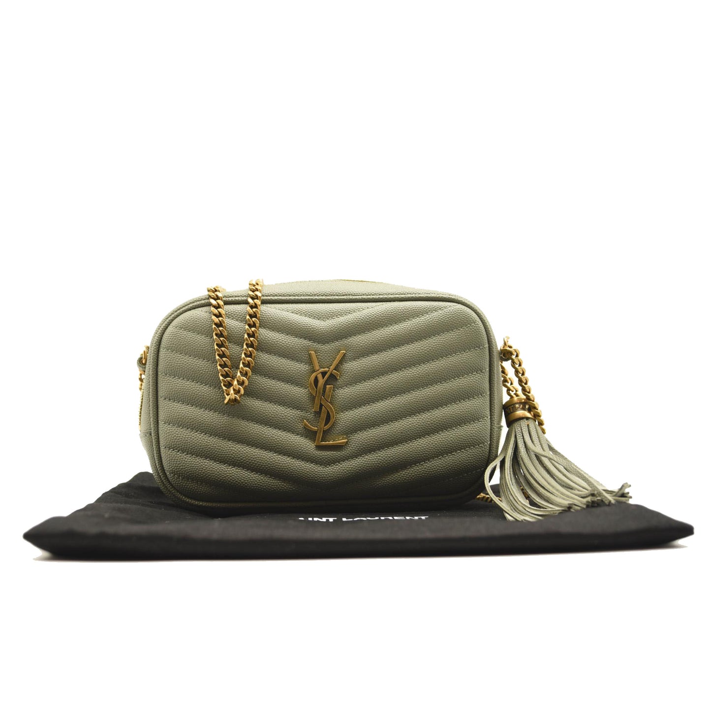 NEW SAINT LAURENT MINI LOU CAMERA BAG LIGHT SAGE YSL