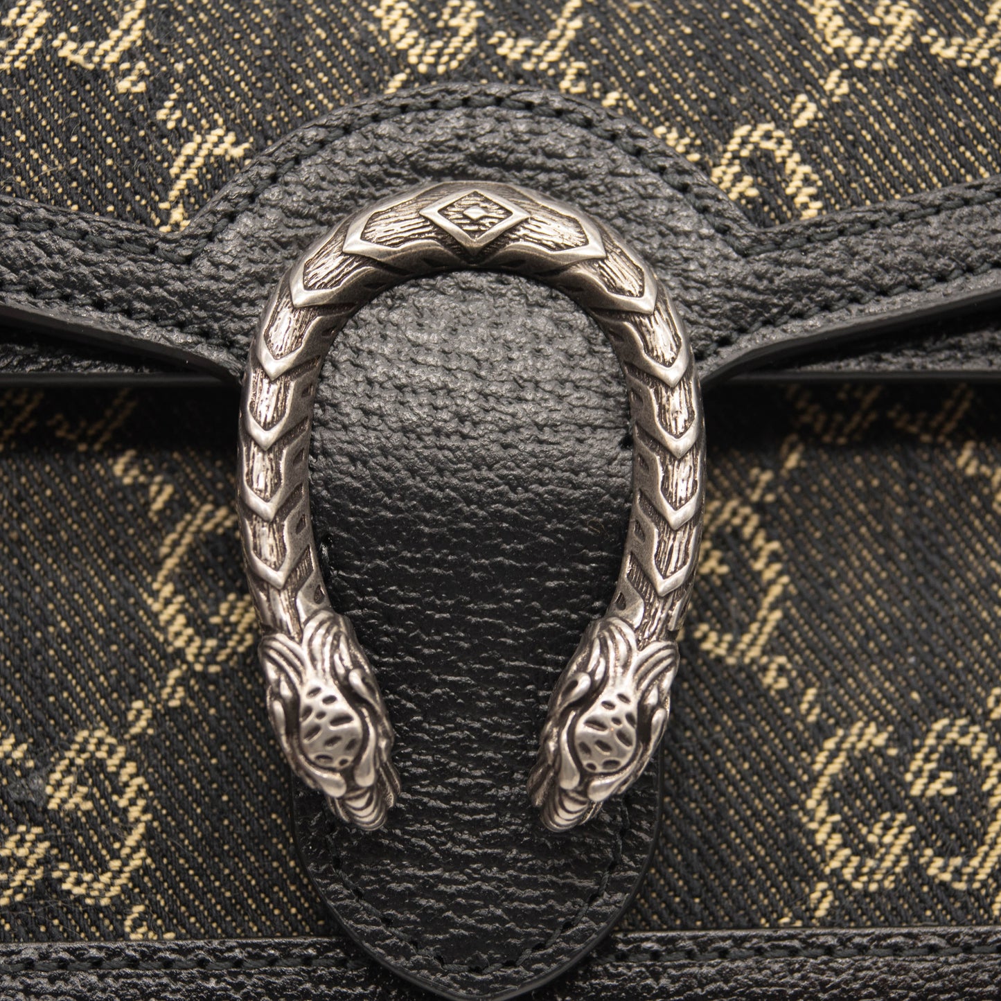 NEW Gucci Jacquard Black Denim GG Monogram Super Mini Dionysus Shoulder Bag Black Ivory