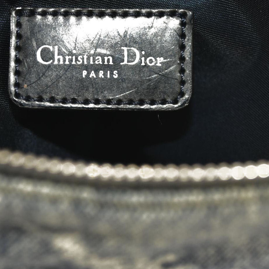 CHRISTIAN DIOR Grained Calfskin Saddle Bag Dark Gray Navy Multi BOB0071