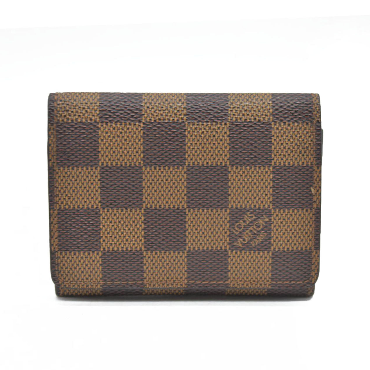 AUCTION $320 Louis Vuitton Enveloppe Carte de Visite Damier Card Case Brown