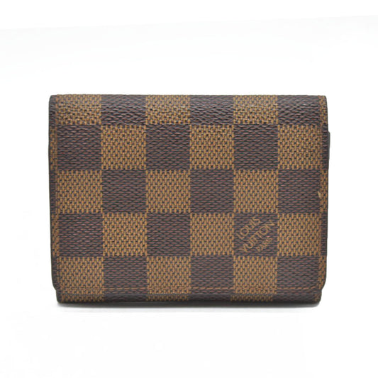 AUCTION $320 Louis Vuitton Enveloppe Carte de Visite Damier Card Case Brown