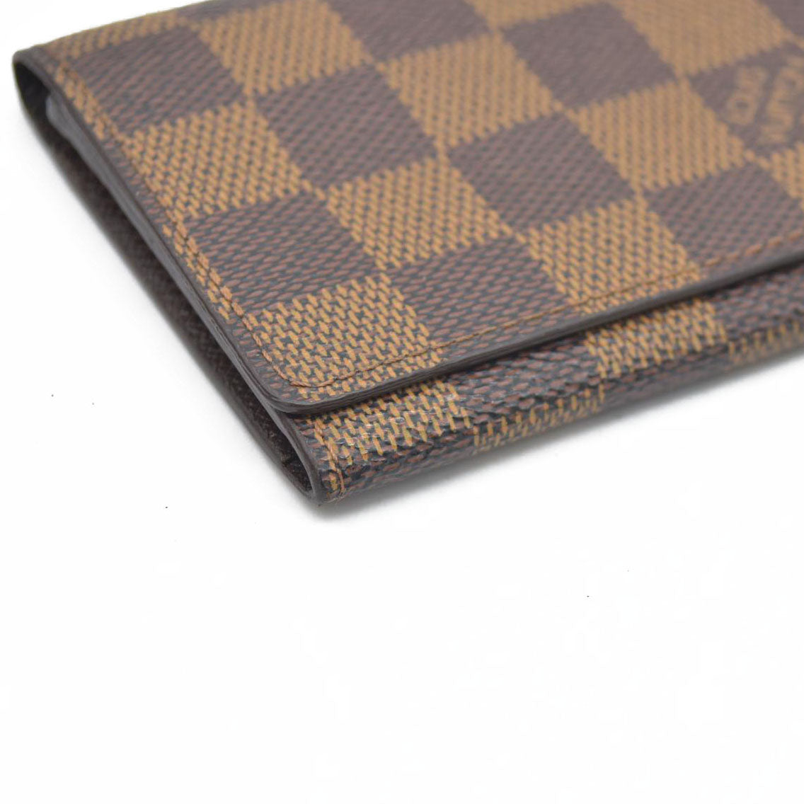 AUCTION $320 Louis Vuitton Enveloppe Carte de Visite Damier Card Case Brown