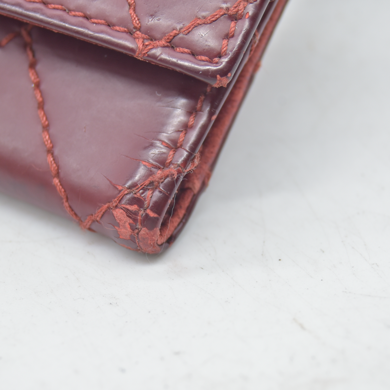 Chanel Wild Stitch Card Holder Key Case Burgundy