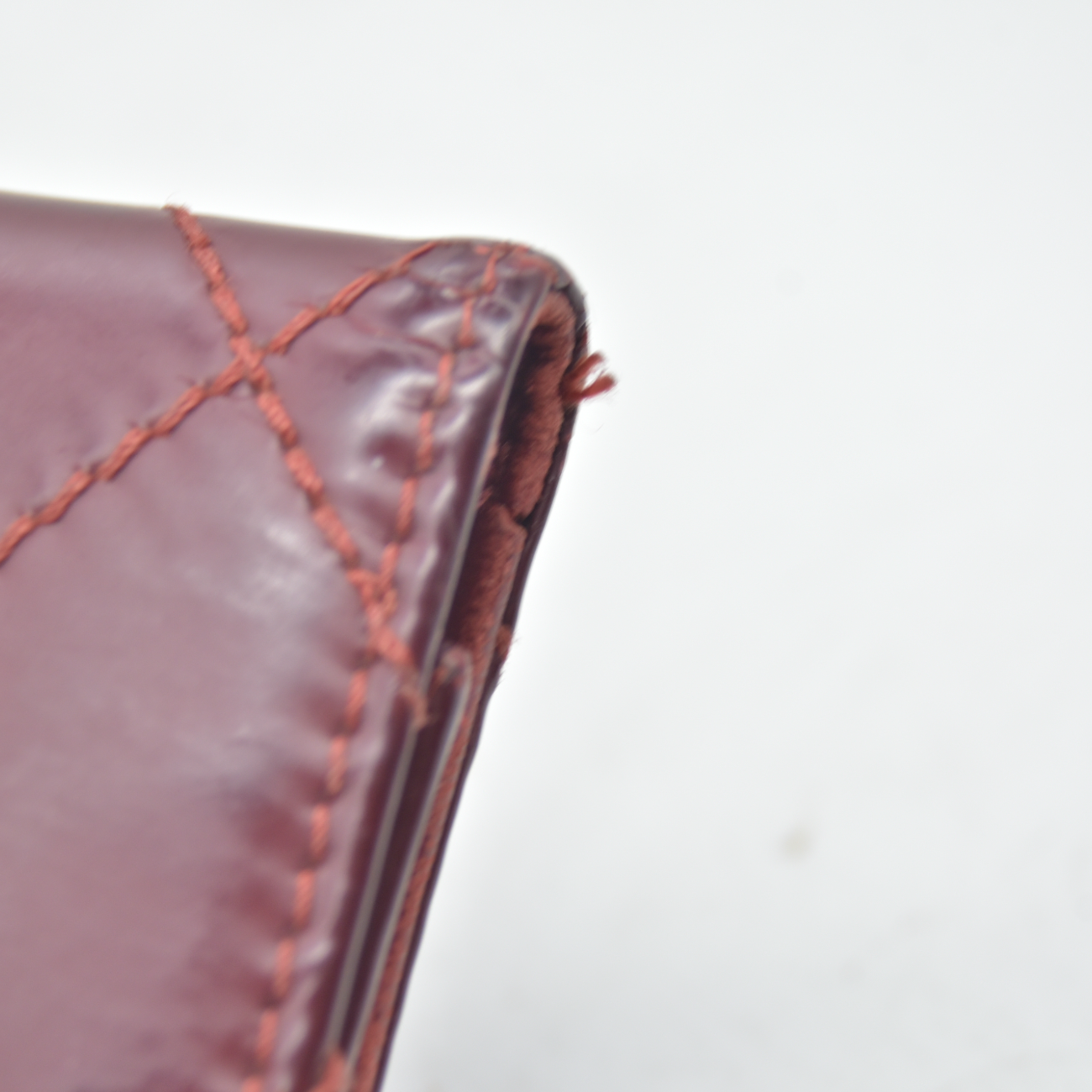 Chanel Wild Stitch Card Holder Key Case Burgundy