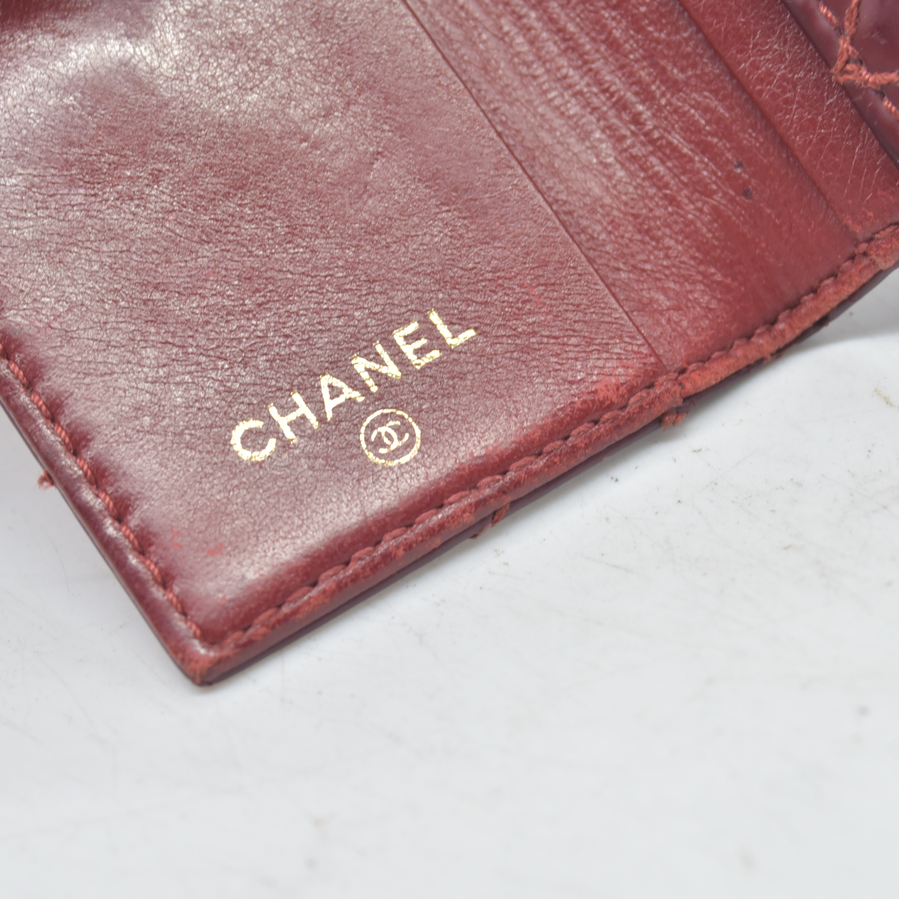 Chanel Wild Stitch Card Holder Key Case Burgundy