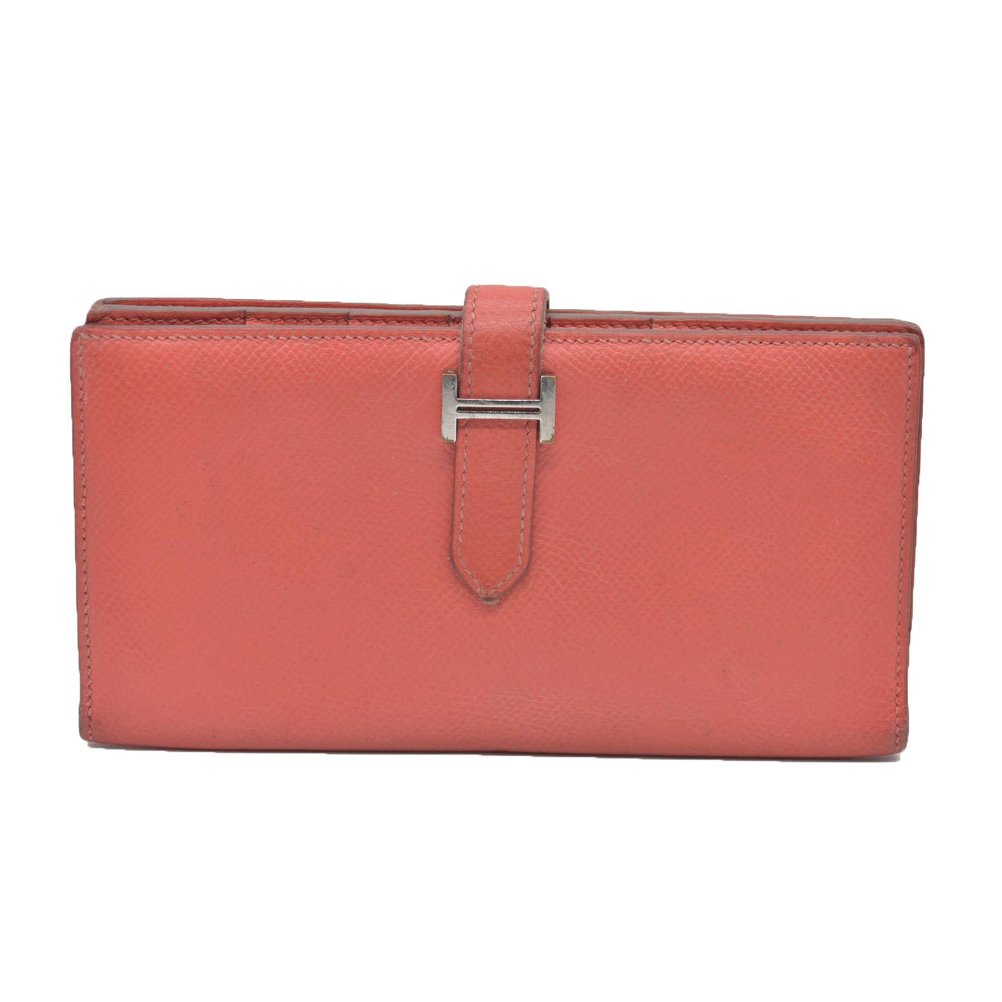 AUCTION $1570 Hermes Epsom Bearm Souffle Bifold Wallet Pink