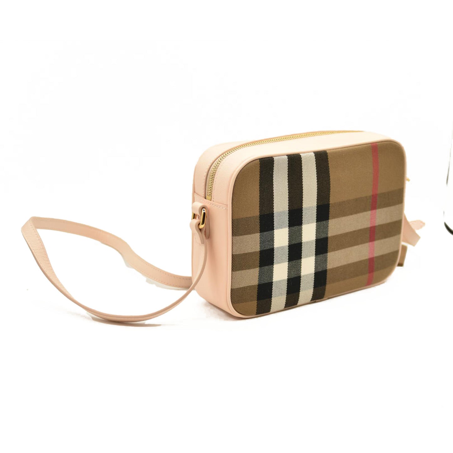 Burberry Calfskin Vintage Check Small Camera Bag Archive Pink