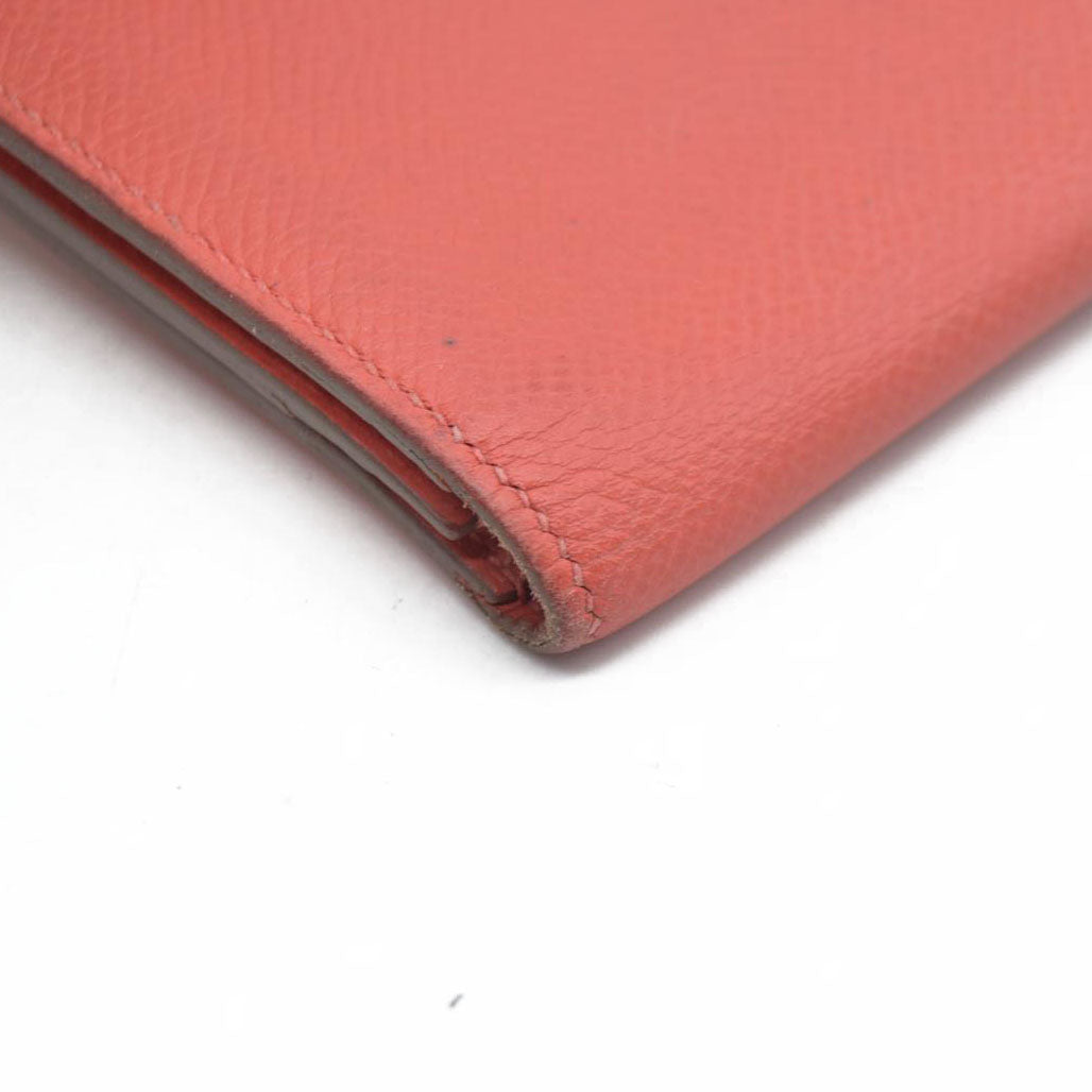 AUCTION $1570 Hermes Epsom Bearm Souffle Bifold Wallet Pink
