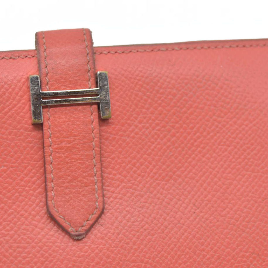 AUCTION $1570 Hermes Epsom Bearm Souffle Bifold Wallet Pink