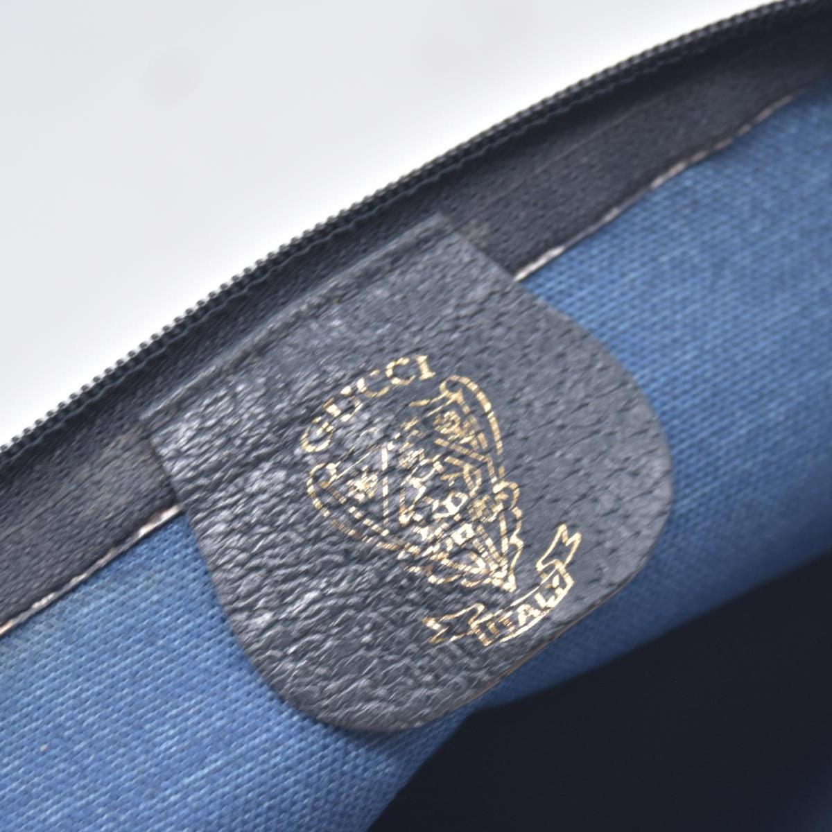 $550 GUCCI Vintage Navy GG Supreme Canvas Clutch Pouch Blue Grey CONSIGNMENT 10021218