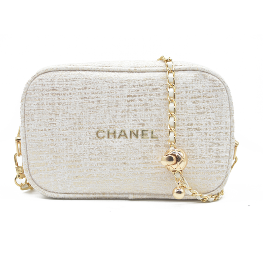 Chanel White & Gold Modified Camera-Style Shoulder Bag (GWP)