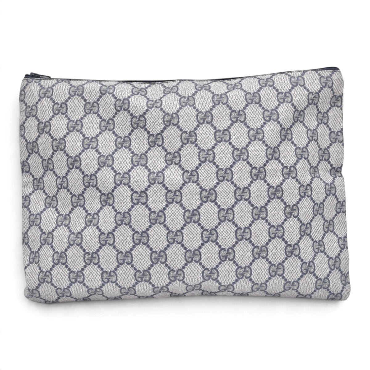 $550 GUCCI Vintage Navy GG Supreme Canvas Clutch Pouch Blue Grey CONSIGNMENT 10021218
