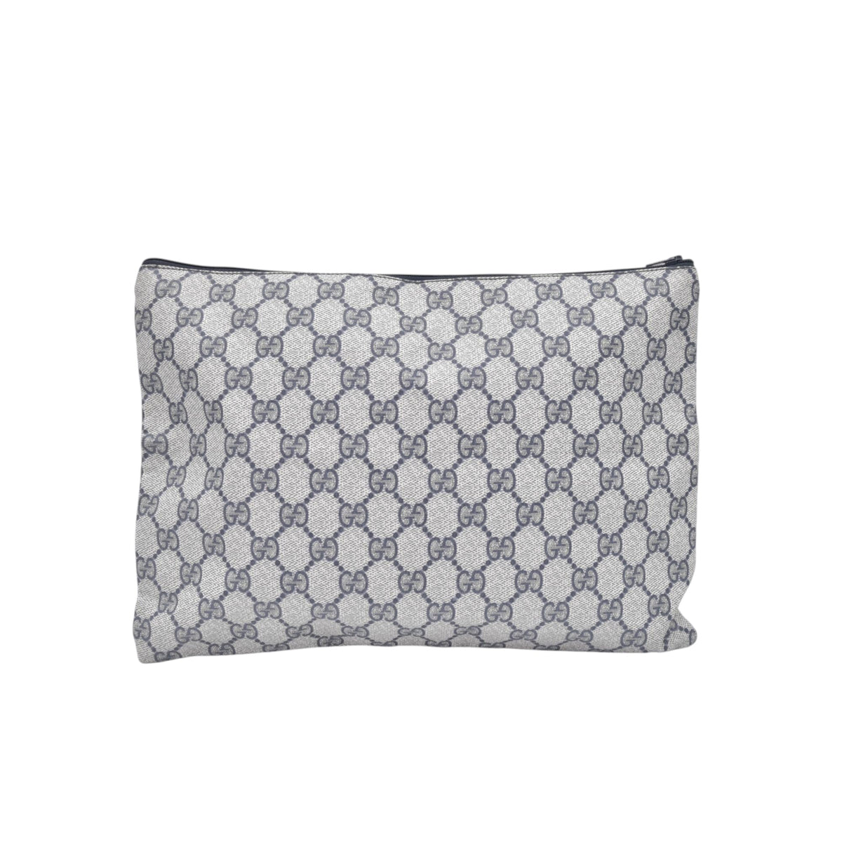$550 GUCCI Vintage Navy GG Supreme Canvas Clutch Pouch Blue Grey CONSIGNMENT 10021218