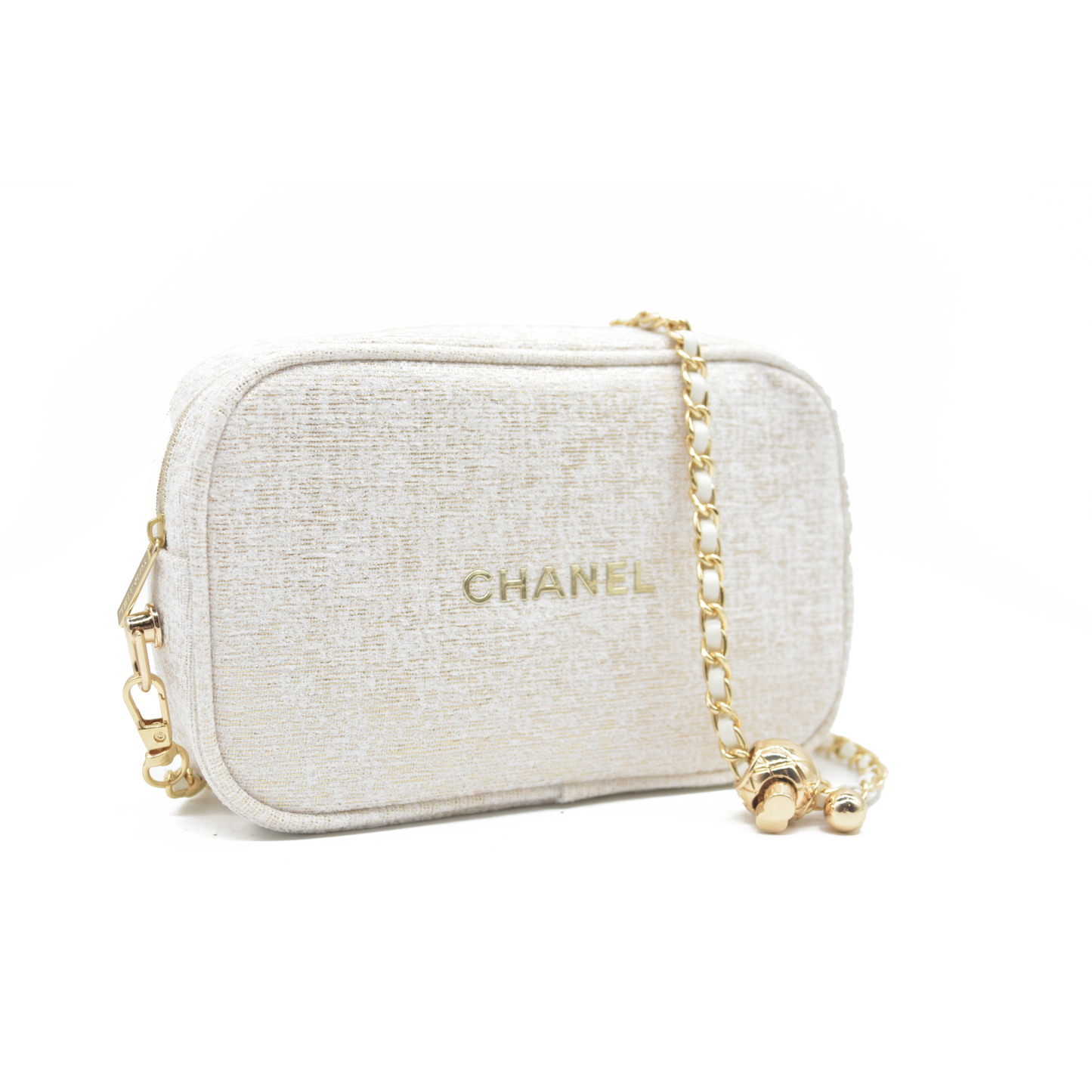 Chanel White & Gold Modified Camera-Style Shoulder Bag (GWP)