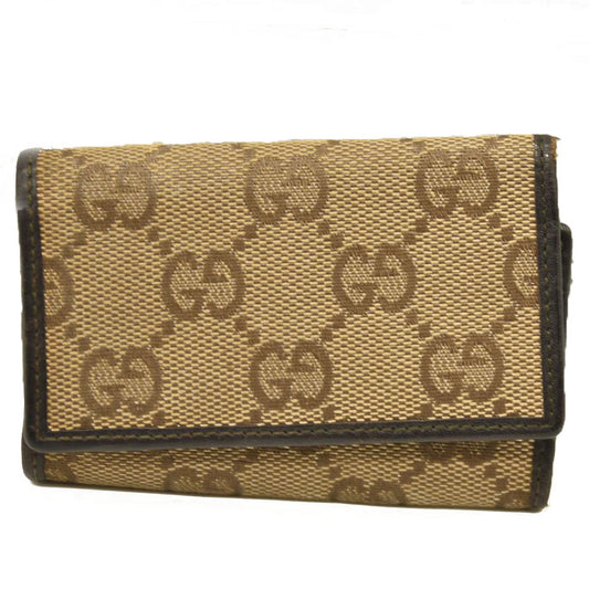 GUCCI Monogram 6 Key Holder Case Dark Brown GG Wallet Canvas Signature Logo