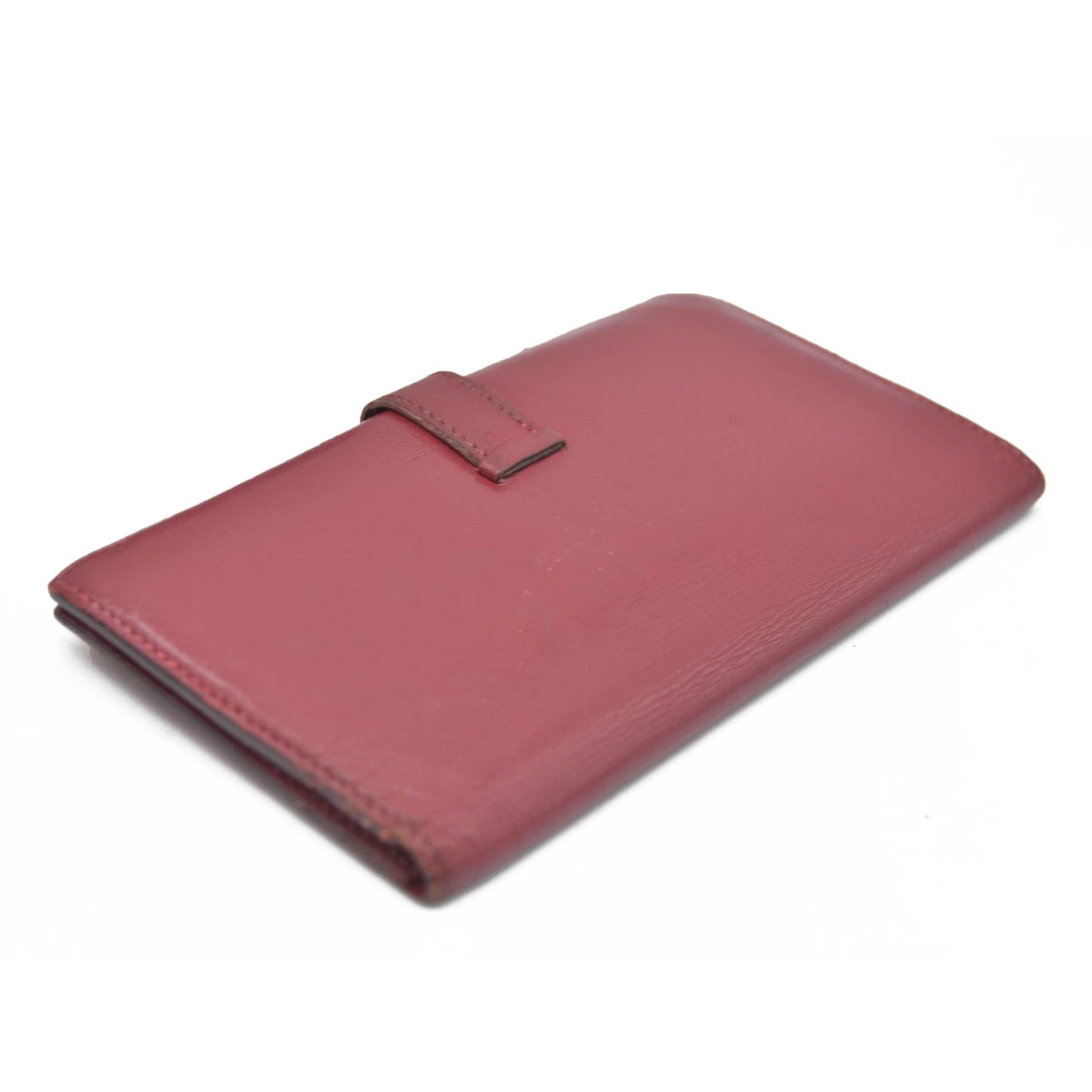AUCTION $1570 Hermes Epsom Bearm Souffle Bifold Wallet Burgandy