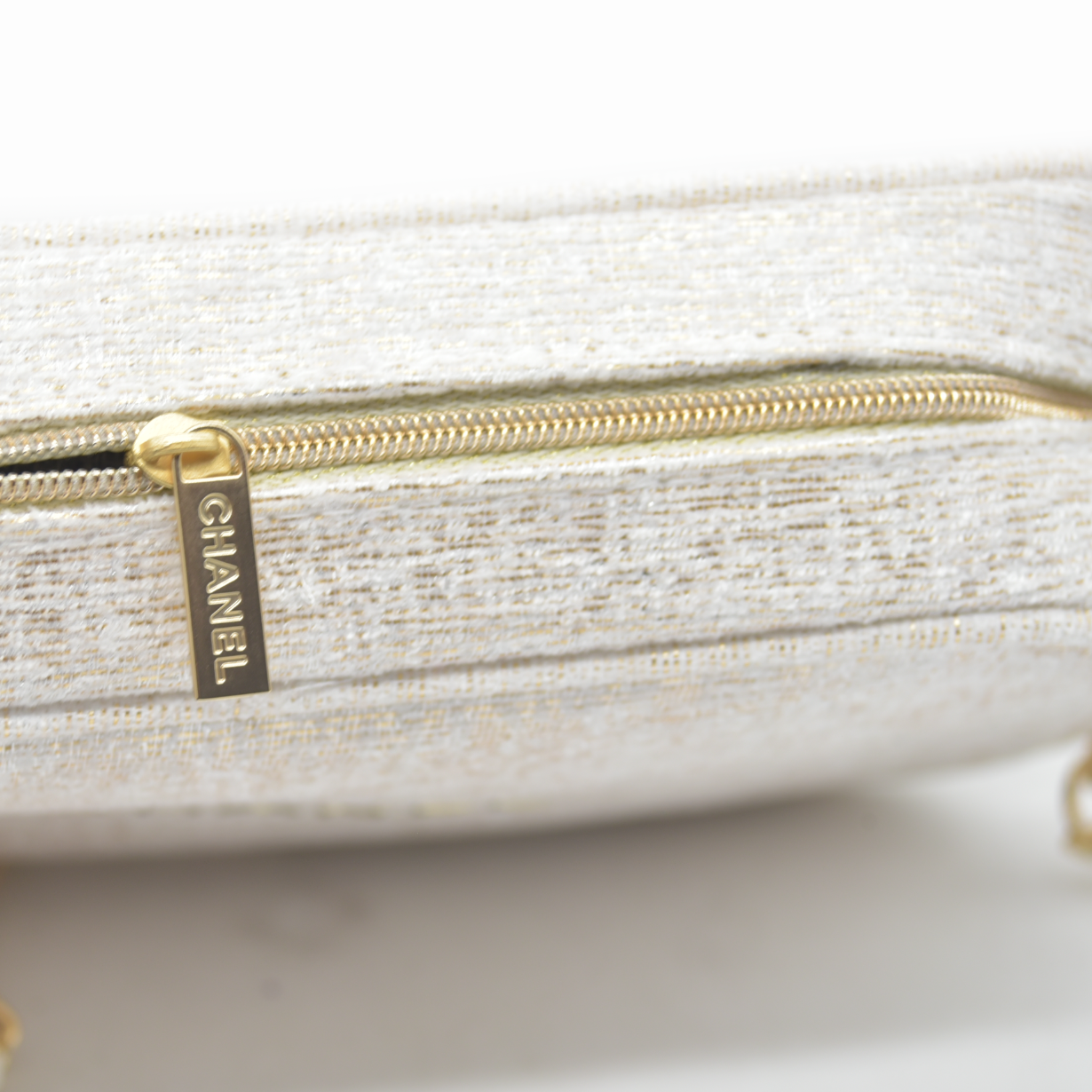 Chanel White & Gold Modified Camera-Style Shoulder Bag (GWP)