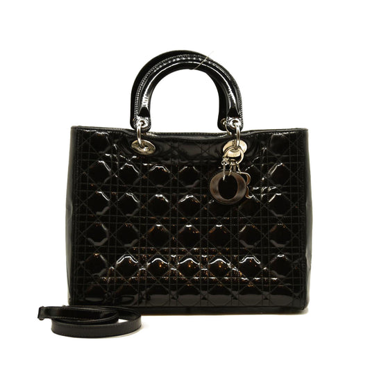 Christian Dior  Patent Cannage Large Lady Dior Black
