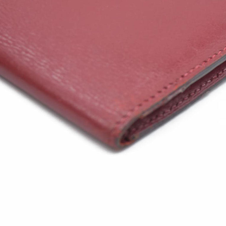AUCTION $1570 Hermes Epsom Bearm Souffle Bifold Wallet Burgandy