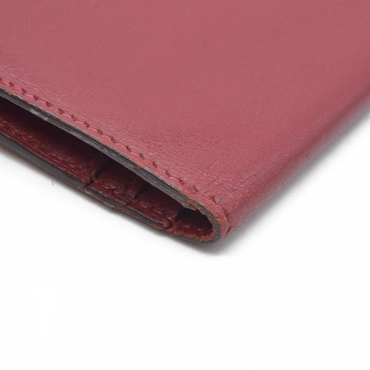 AUCTION $1570 Hermes Epsom Bearm Souffle Bifold Wallet Burgandy