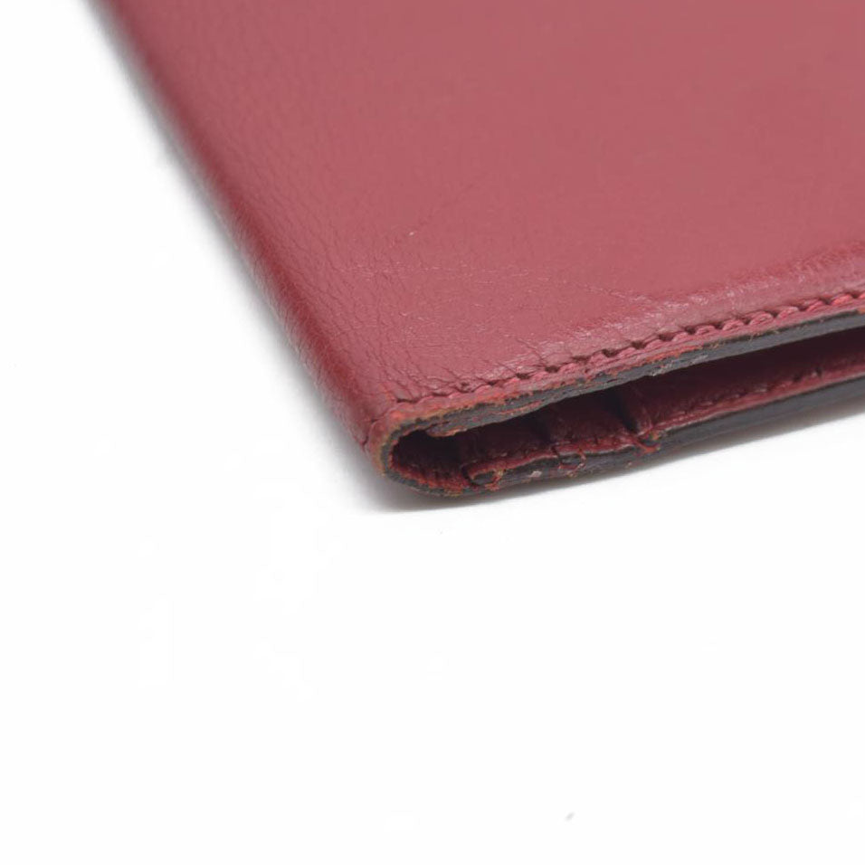 AUCTION $1570 Hermes Epsom Bearm Souffle Bifold Wallet Burgandy